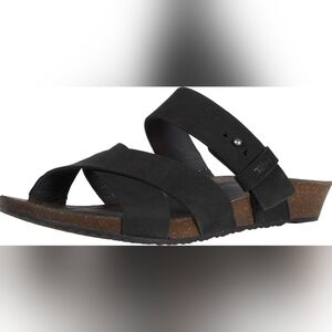 TEVA sandals Size 7.5 Women Model Mahonia Slides Black And Tan Color